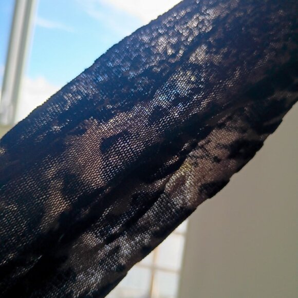 FUZZI Long Sleeve Velvet Sheer Black Burnout Mesh Designer Top Blouse | Size M - Picture 6 of 6